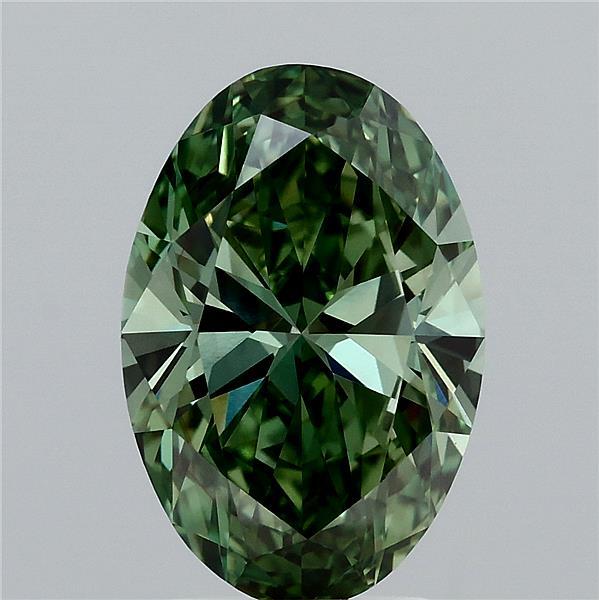 3ct Oval FANCY VIVID GREEN VS2 Lab Created Diamond
