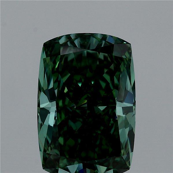 4.08ct Cushion FANCY VIVID GREEN VVS2 Lab Created Diamond