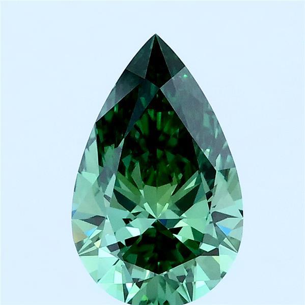 1.04ct Pear FANCY VIVID GREEN VVS2 Lab Created Diamond