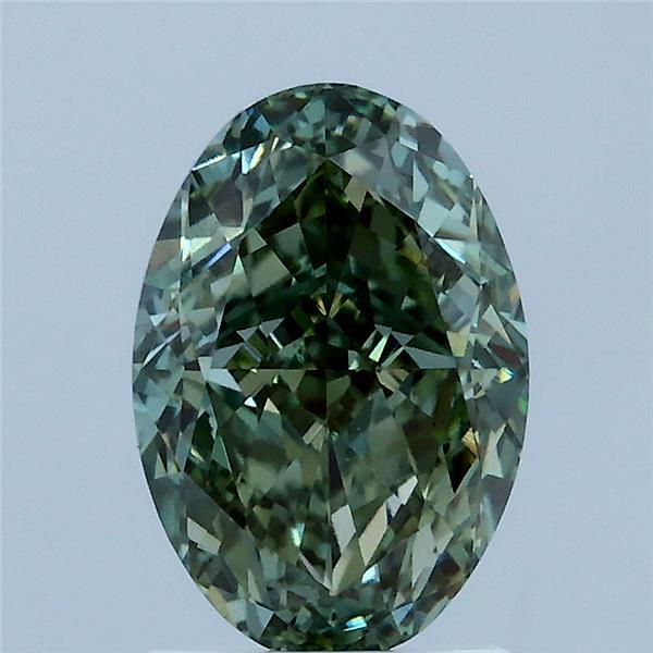 2.08ct Oval FANCY VIVID GREEN VS1 Lab Created Diamond