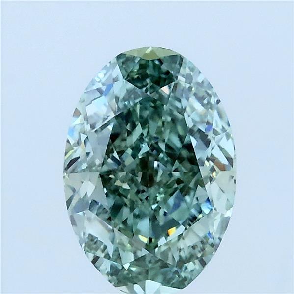 1.41ct Oval FANCY INTENSE BLUISH GREEN VVS2 Lab Created Diamond