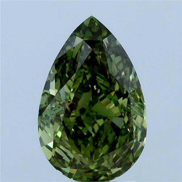 3.18ct Pear FANCY VIVID GREEN VS1 Lab Created Diamond