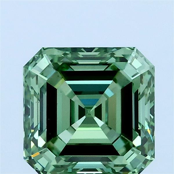 1.5ct Asscher FANCY VIVID GREEN VS1 Lab Created Diamond