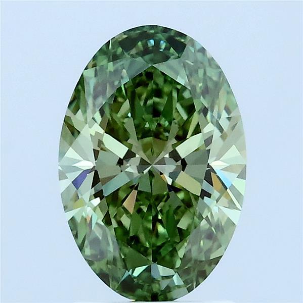 1.5ct Oval FANCY VIVID GREEN VVS2 Lab Created Diamond