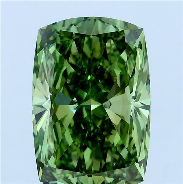 3.02ct Cushion FANCY VIVID GREEN VS1 Lab Created Diamond