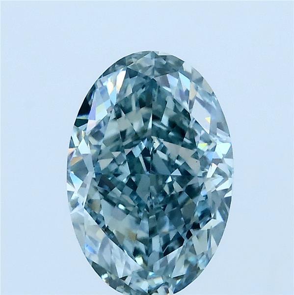 2ct Oval FANCY INTENSE GREENISH BLUE VS1 Lab Created Diamond