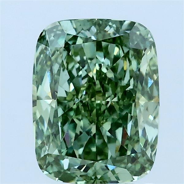 1.58ct Cushion FANCY VIVID GREEN VS1 Lab Created Diamond