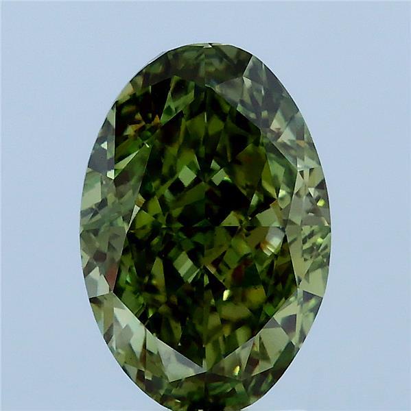 3.12ct Oval FANCY VIVID GREEN VS1 Lab Created Diamond