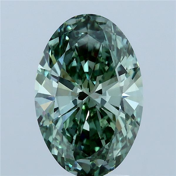 3ct Oval FANCY VIVID GREEN VS2 Lab Created Diamond