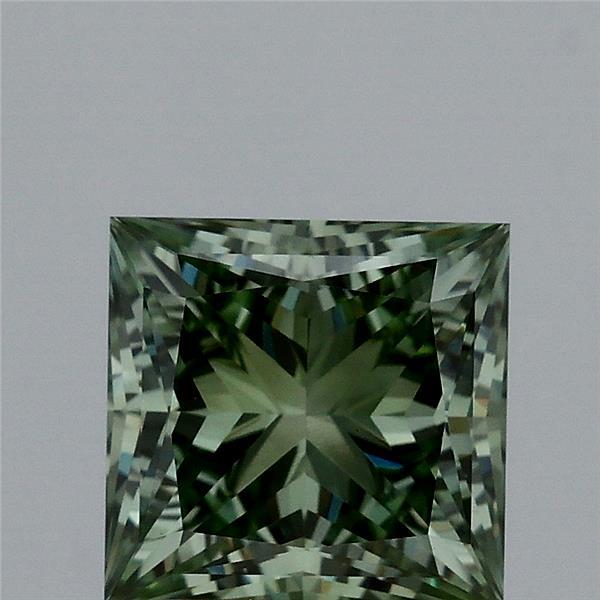 1.91ct Princess FANCY VIVID GREEN VVS2 Lab Created Diamond