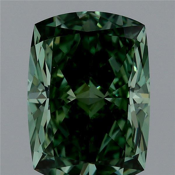 3.54ct Cushion FANCY VIVID GREEN VVS2 Lab Created Diamond