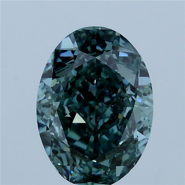 3.05ct Oval FANCY INTENSE GREEN VS1 Lab Created Diamond