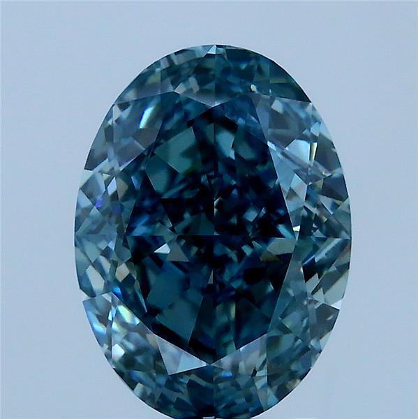 3.07ct Oval FANCY VIVID BLUE GREEN VS1 Lab Created Diamond