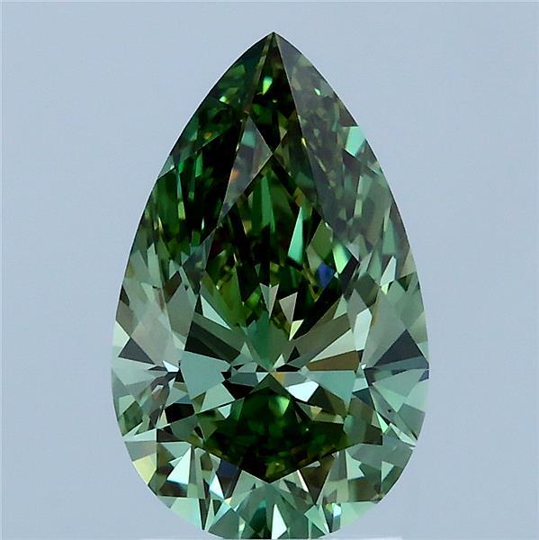 2.03ct Pear FANCY VIVID GREEN VS1 Lab Created Diamond