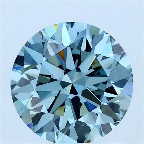 1.5ct Round FANCY VIVID GREENISH BLUE VS2 Lab Created Diamond