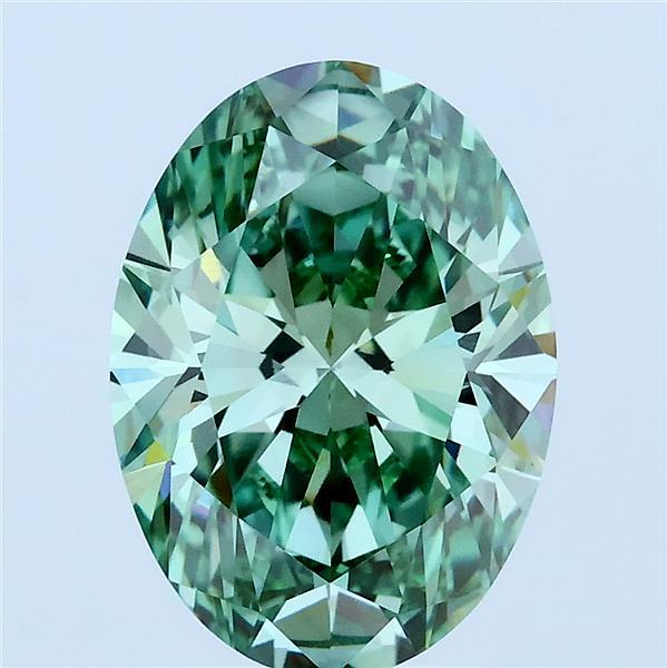 3.07ct Oval FANCY VIVID GREEN VS1 Lab Created Diamond