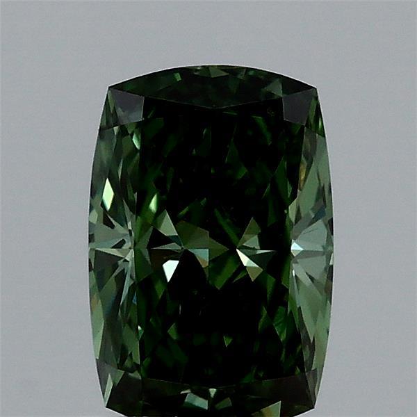 1.09ct Cushion FANCY VIVID GREEN VVS2 Lab Created Diamond