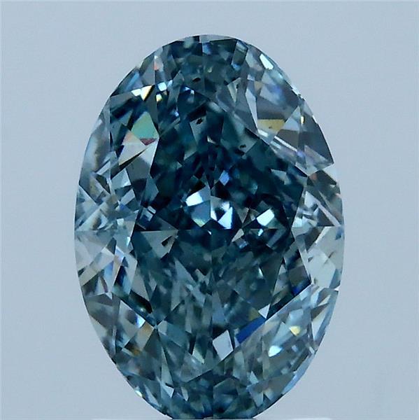 2.07ct Oval FANCY VIVID GREENISH BLUE VS2 Lab Created Diamond