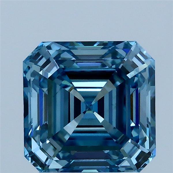 2.09ct Asscher FANCY VIVID BLUE VS2 Lab Created Diamond