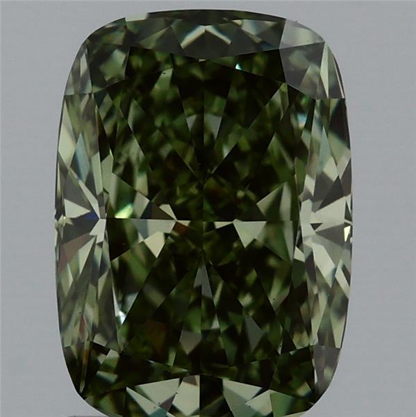 1.85ct Cushion FANCY VIVID GREEN VS2 Lab Created Diamond