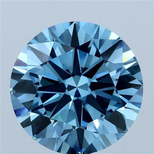5ct Round FANCY VIVID BLUE VS1 Lab Created Diamond