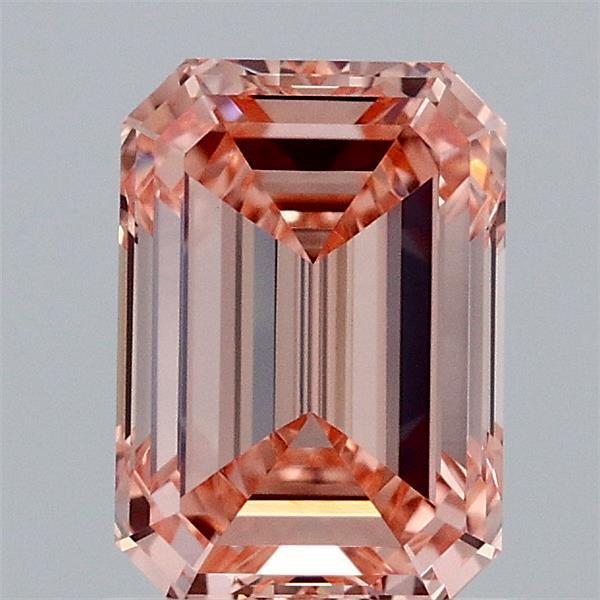 1.5ct Emerald FANCY INTENSE ORANGE PINK VVS2 Lab Created Diamond