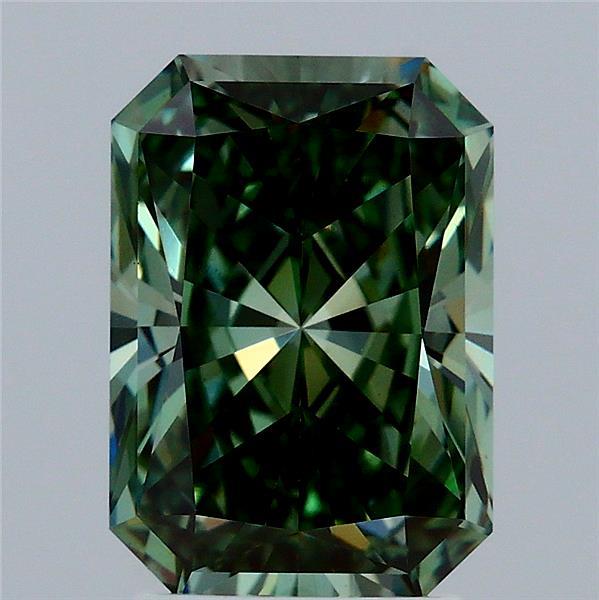 2.69ct Radiant FANCY VIVID GREEN VS1 Lab Created Diamond
