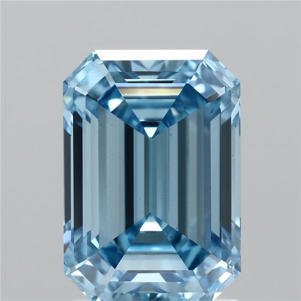 2.08ct Emerald FANCY VIVID BLUE VS2 Lab Created Diamond