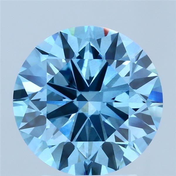 3.01ct Round FANCY VIVID BLUE VS2 Lab Created Diamond