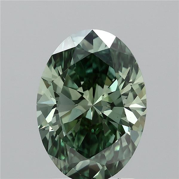 2.05ct Oval FANCY VIVID GREEN VVS2 Lab Created Diamond