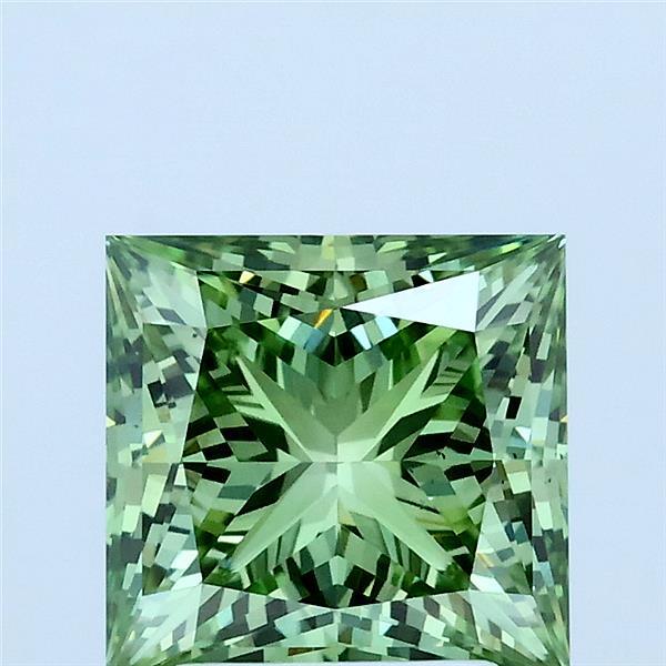 2.32ct Princess FANCY VIVID GREEN VS2 Lab Created Diamond