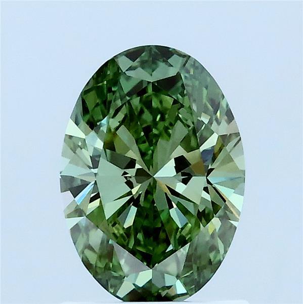 1.06ct Oval FANCY VIVID GREEN VVS2 Lab Created Diamond