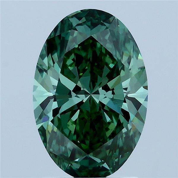 2.09ct Oval FANCY VIVID GREEN VS1 Lab Created Diamond