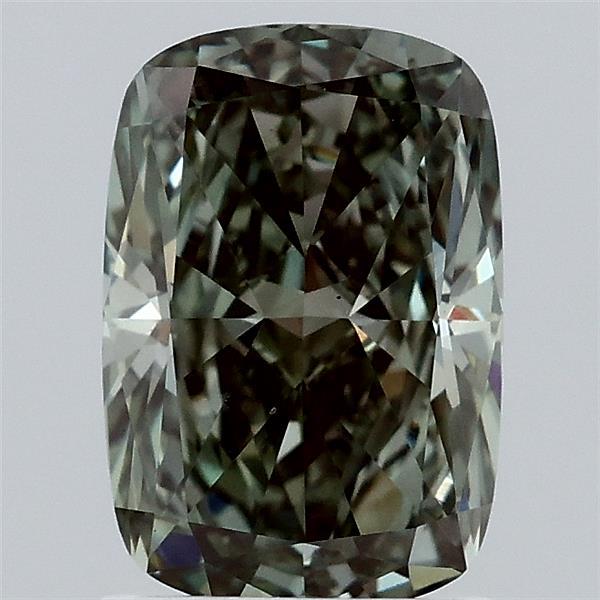 1.76ct Cushion FANCY VIVID GREEN VS1 Lab Created Diamond