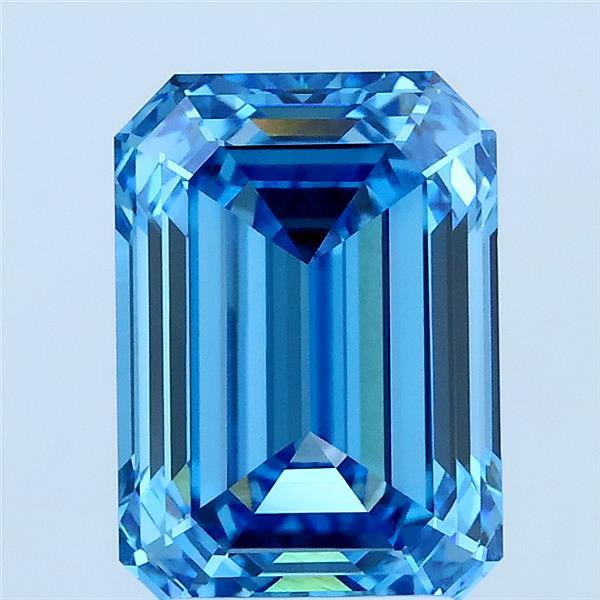 2.87ct Emerald FANCY VIVID BLUE VVS2 Lab Created Diamond