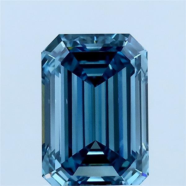 1.5ct Emerald FANCY VIVID BLUE VS2 Lab Created Diamond