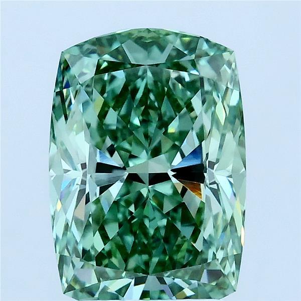 2.86ct Cushion FANCY VIVID GREEN VVS2 Lab Created Diamond