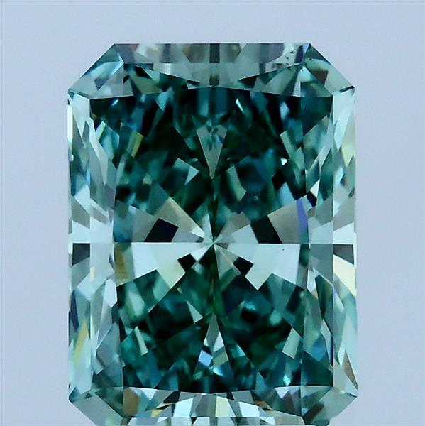 2.6ct Radiant FANCY VIVID GREEN VS1 Lab Created Diamond