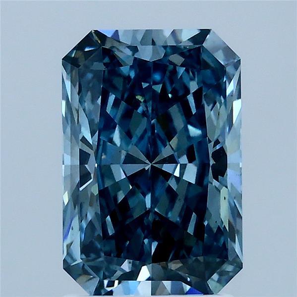 2.09ct Radiant FANCY VIVID GREENISH BLUE VS2 Lab Created Diamond