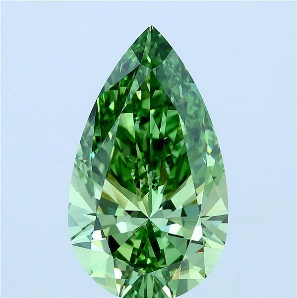 3.5ct Pear FANCY VIVID GREEN VS1 Lab Created Diamond