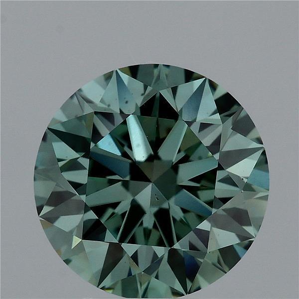 4.14ct Round FANCY VIVID GREEN BLUISH VS2 Lab Created Diamond