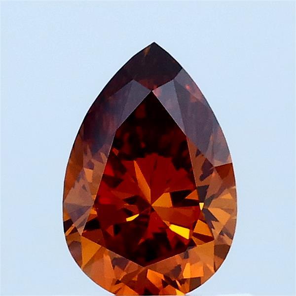 0.7ct Pear FANCY VIVID BROWNISH ORANGE VS2 Lab Created Diamond