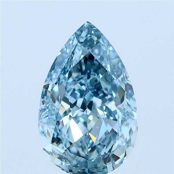 2.26ct Pear FANCY VIVID GREENISH BLUE VVS2 Lab Created Diamond
