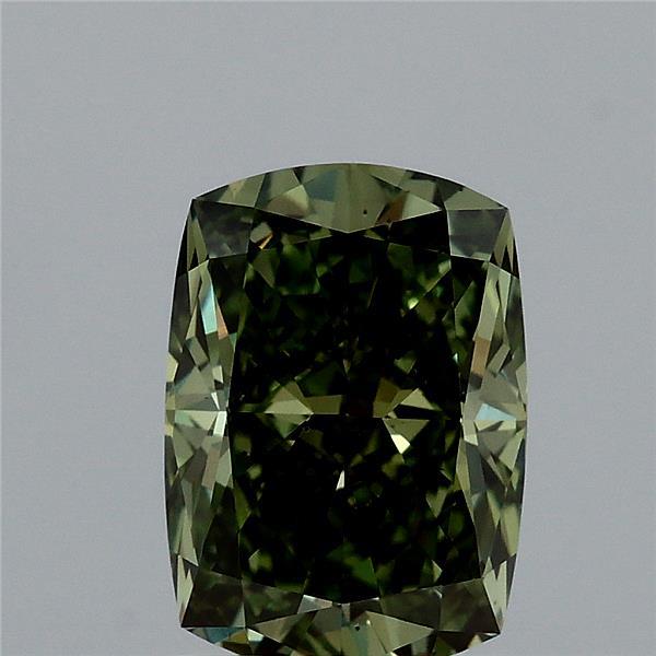 2.02ct Cushion FANCY VIVID GREEN VS2 Lab Created Diamond