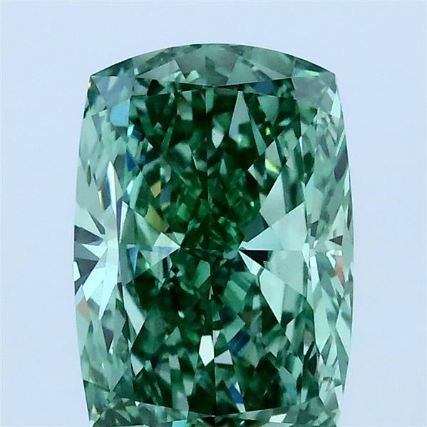 2ct Cushion FANCY VIVID GREEN VS2 Lab Created Diamond