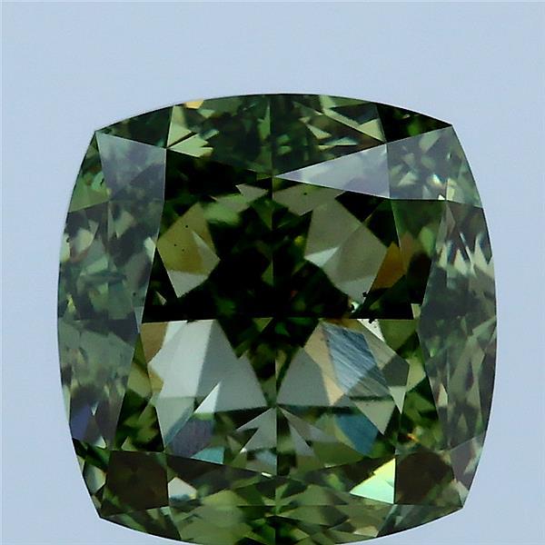 5.08ct Cushion FANCY VIVID GREEN VS2 Lab Created Diamond
