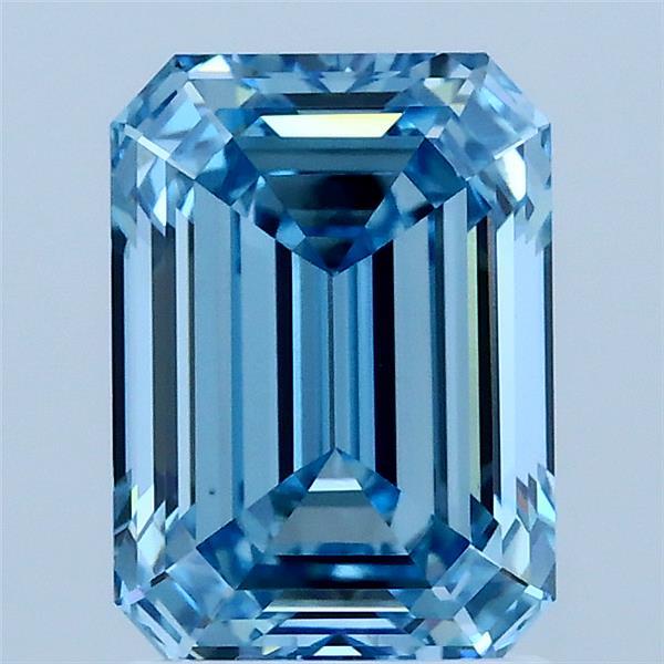 2.07ct Emerald FANCY VIVID BLUE VVS2 Lab Created Diamond