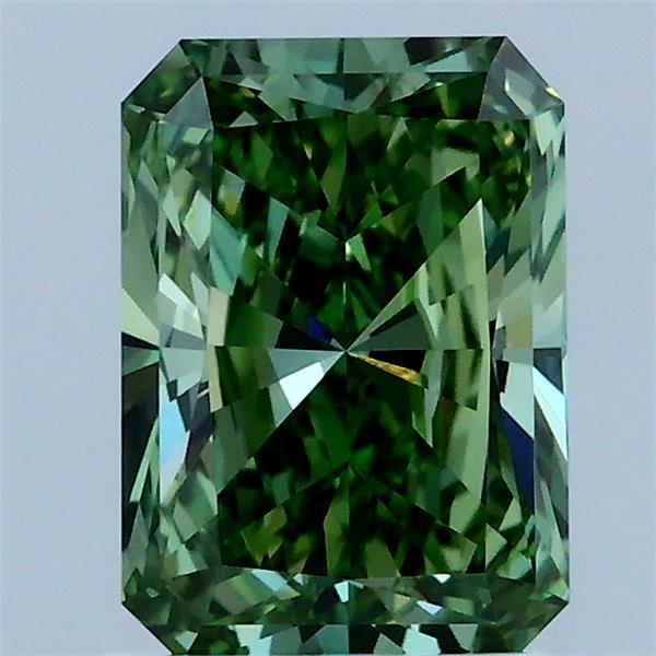 1.56ct Radiant FANCY VIVID GREEN VVS2 Lab Created Diamond