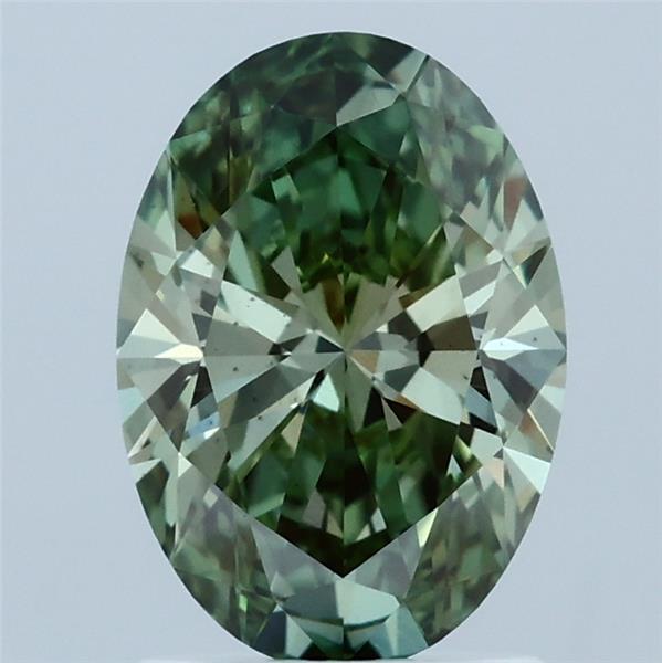 1.54ct Oval FANCY VIVID GREEN VS2 Lab Created Diamond