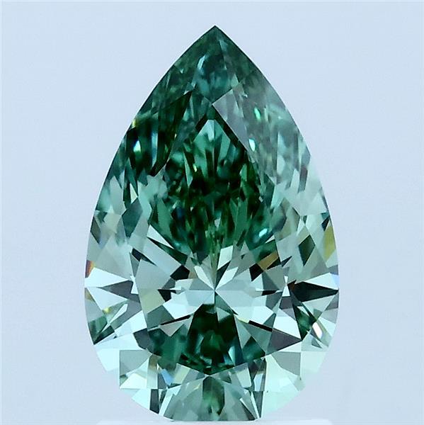 1.52ct Pear FANCY VIVID GREEN VVS2 Lab Created Diamond